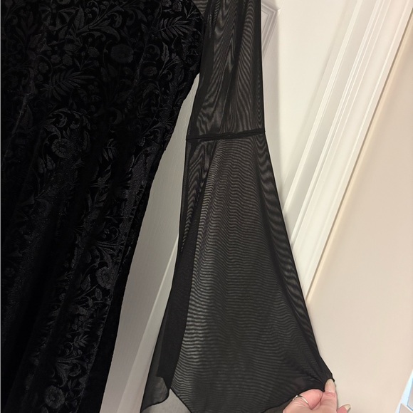 Killstar Black Long Sleeve Dress with Sheer Accents - Picture 3 of 10